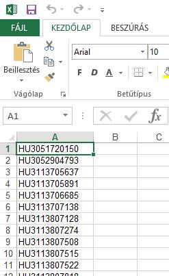 XLS formátumban csak a támogatható