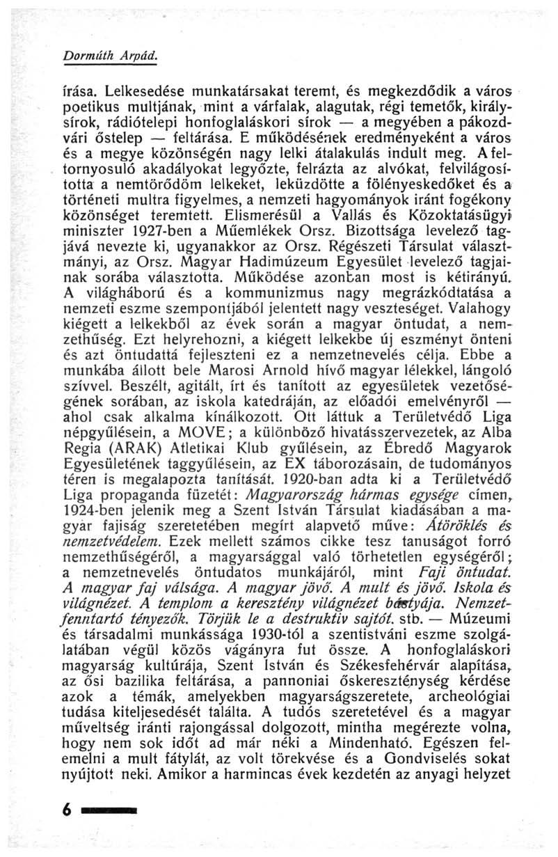 Dormúth Árpád. írása.