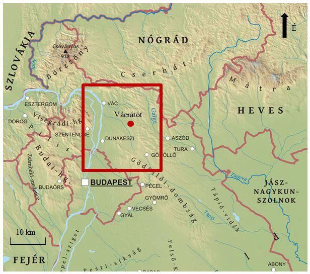 Pataki - Erőss 1. ábra: Helyszín (Location of Vácrátót in Hungary) (www.terkepek.net) A terület lehatárolásánál (az 1.