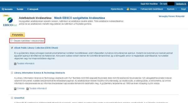 Ha már van saját fiókunk megkezdhetjük az EBSCO tényleges használatát.