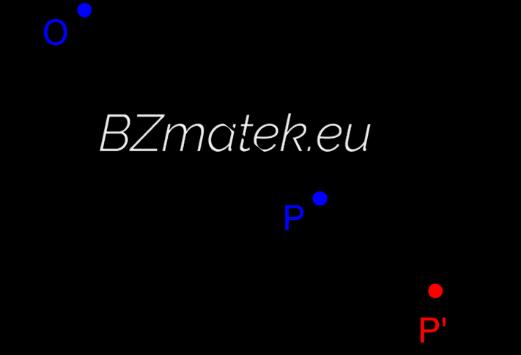 Az O ponthoz a transzformáció nem rendel pontot, vagyis az O pont nem tartozik bele a középpontos vetítés által meghatározott hozzárendelés értelmezési tartományába.