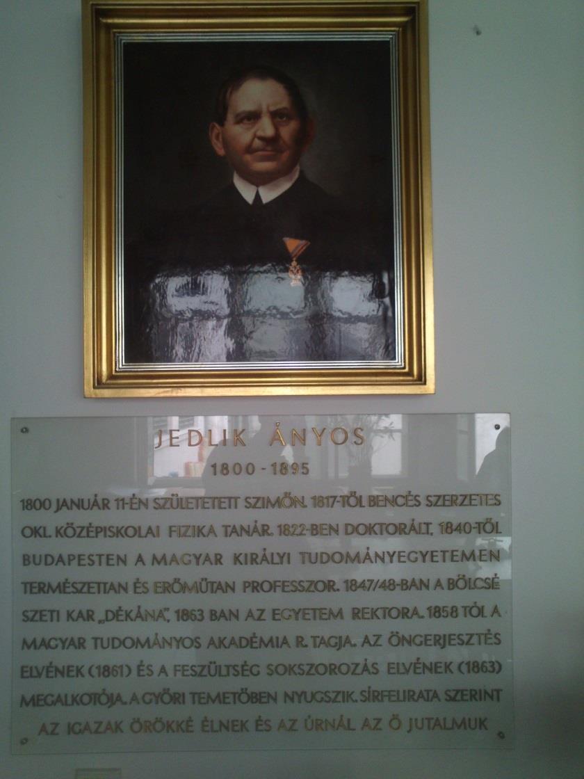 1. ábra: Jedlik képe a Magyar Elektrotechnikai Múzeumban. Forrás: A képet készítette a szerző (2013) A későbbi kutatások megalapozása Jedlik Ányos 1800.