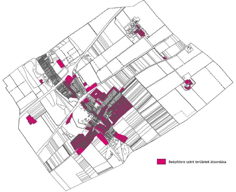 MARTONVÁSÁR TELEPÜLÉSRENDEZÉSI ESZKÖZÖK 31 TELEPÜLÉSSZERKEZETI TERV BEÉPÍTÉSRE SZÁNT TERÜLETEK ÁTSOROLÁSA A településszerkezeti terv a sűrűbb beépítés, illetve az intézményellátottság miatt