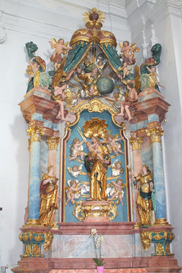 85 9. Ismeretlen mester: Szent József-oltár, 1750 körül, bródi Szentháromság-templom (Korhecz Papp Zs. felv.) A legköltségesebb technikának számító falképfestészet 18.