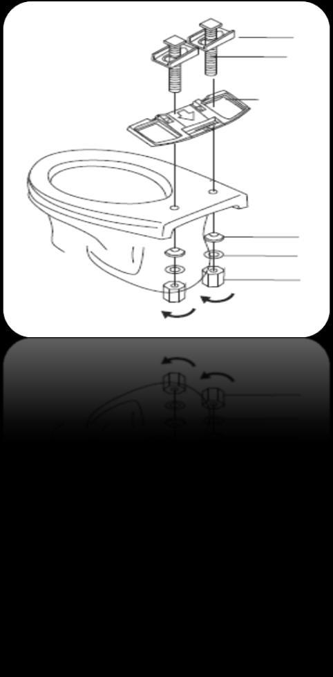 A KÉSZÜLÉK BEÉPÍTÉSE A régi WC-ülőke leszerelése Amennyiben a régi ülőke csavarjai elrozsdásodtak használjon csavarlazítót. Távolítsuk el a rögzítő keretet a bidés WC-ülőke aljáról.