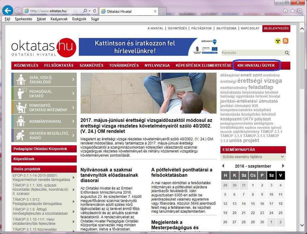 Bevezető A KIFIR elektronikus adatlapkitöltő program (általános iskolák számára) programba történő belépési jogosultságokat az Intézményvezetői mesterjelszó-kezelő rendszerben kell adminisztrálni.