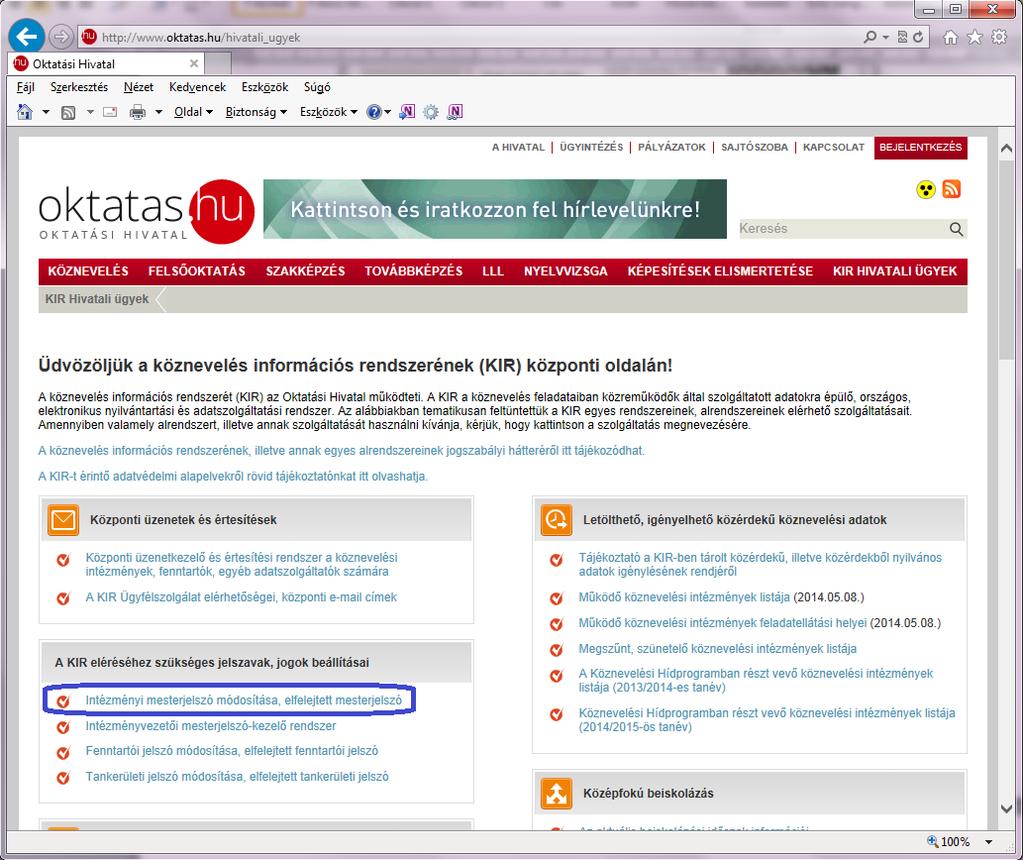 az Oktatási Hivatallal a kirint@oh.gov.hu e-mail címen!