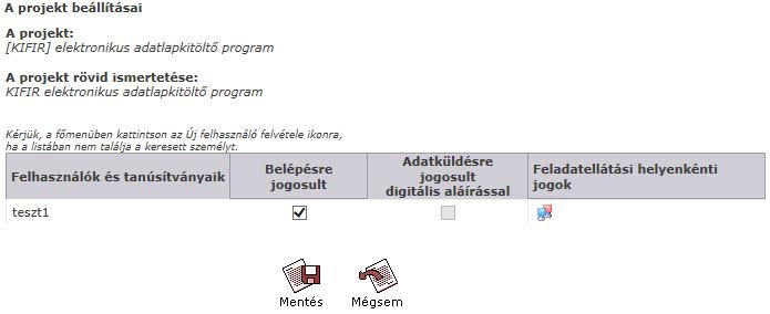 Feladatellátási helyenkénti jogok kiosztása A KIFIR elektronikus adatlapkitöltő program (általános iskolák számára) programba való belépéshez a felhasználónak az intézménynél legalább egy