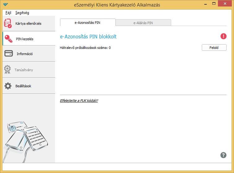 5. ábra: eszemélyi Kliens - Blokkolt PIN kód feloldása I.