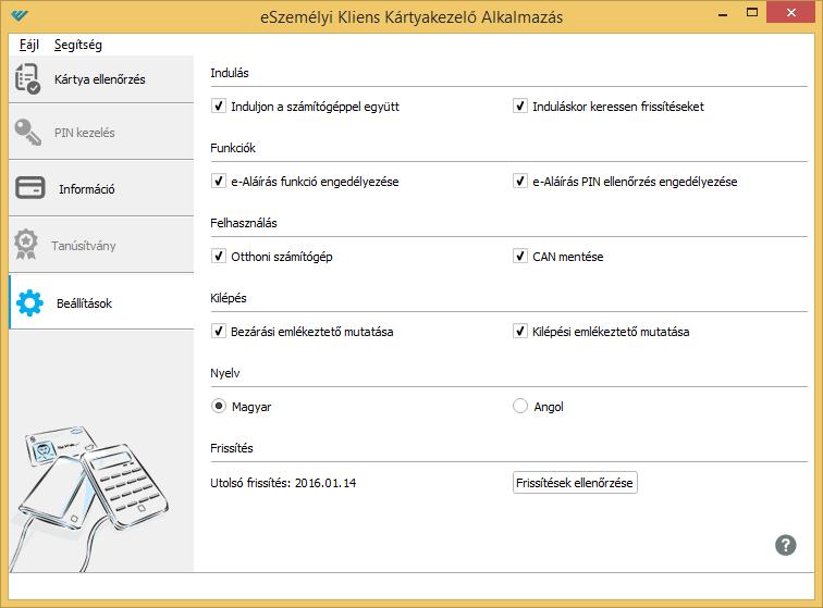 4.8 Beállítások A Beállítások nézetben az alkalmazás beállításai változtathatóak, melyekkel a program használata testre szabható, és kényelmesebbé tehető.