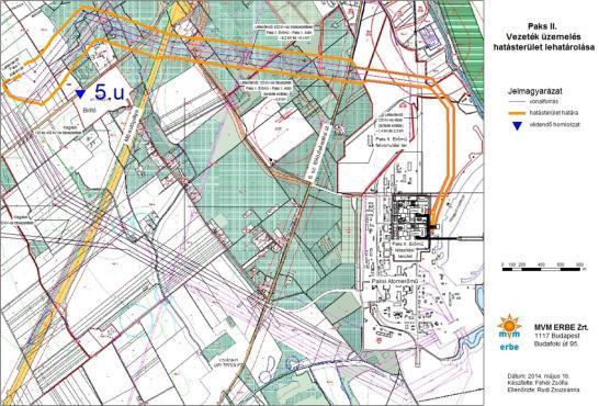 Paks II Vezeték üzemelés Hatásterület lehatárolásaa Paks II Funcționarea liniilor Delimitarea zonei de impact Jelmagyaráza Legendă Vonalforrás Sursă linie Hatásterület határa Limita zonei de impact