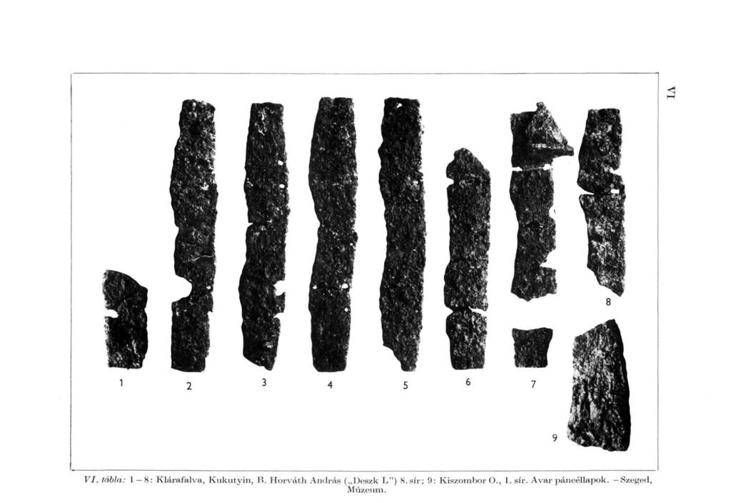 VI. tábla: 1-8: Klárafalva, Kukutyin, В.