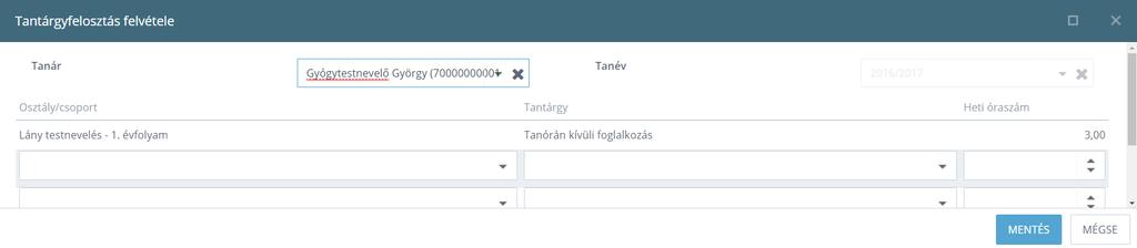 Szűrés felületrész Új gomb Összes importált felosztás törlése gomb Export (egyszerű) gomb Export (kereszttáblás) gomb Tantárgyfelosztások folyamatai A tantárgyfelosztás felület működésének legtöbb