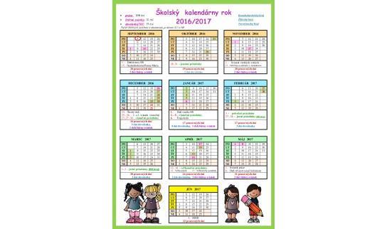ORGANIZÁCIA ŠKOLSKÉHO ROKA 2016/2017 Vyučovanie: Školský rok sa začína 1. septembra 2016. Školské vyučovanie sa začína 5. Septembra 2016 (pondelok). Vyučovanie podľa rozvrhu hodín sa začne 6.