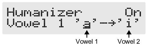 VB (Vibrátó) Ez az effekt a hangmagasság finom moduláltatásával vibrátó hatást ér el. Rate Ez állítja a vibrátó sebességét.