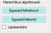 A hierarchikus klaszterező algoritmusok esetében lehetőségünk van lépésenkénti futtatásra is, ha be van jelölve a Lépésenként feliratú CheckBox vezérlő (4.1.