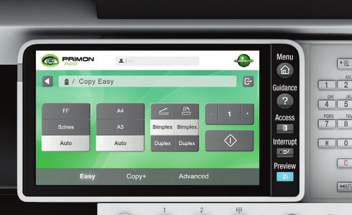 Primon App kezelőfelület A PRIMON APP ALKALMAZÁS EGY BEÁGYAZOTT MEGOLDÁS, AMELY TESTRE SZABJA ÉS LEEGYSZERŰSÍTI A KONICAMINOLTA ESZKÖZÖK ÉRINTŐKÉPERNYŐJÉT.
