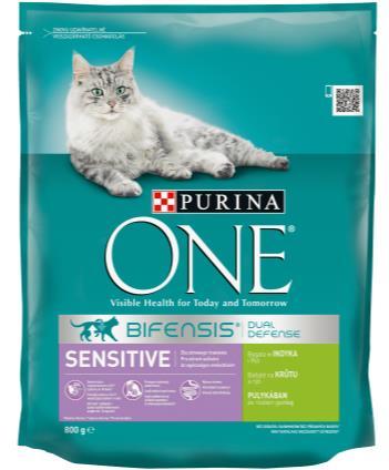 PURINA ONE Sensitive Az érzékeny gyomrú, kifinomult ízlésű macskák igényeihez igazított, különleges recept.