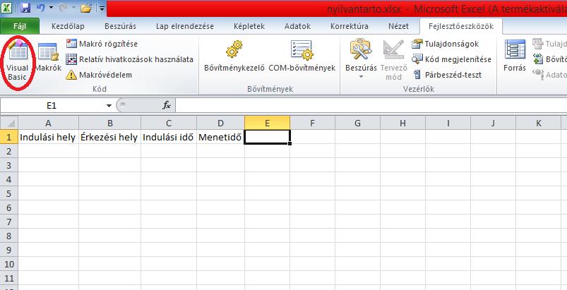 Menetrend class modul elkészítése A