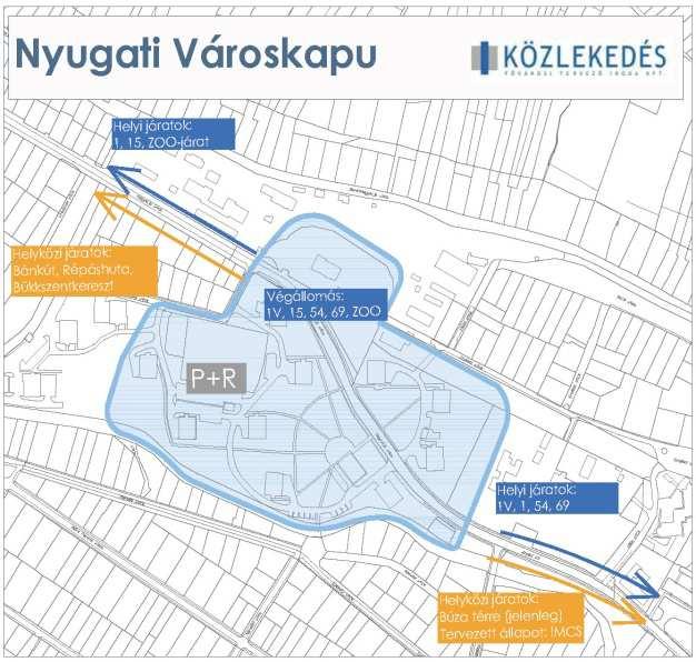 közlekednek. A Városkapuban a P+R területigénye kiterjed a meglévő kereskedelmi parkolóhelyek területére (Auchan, Decathlon).