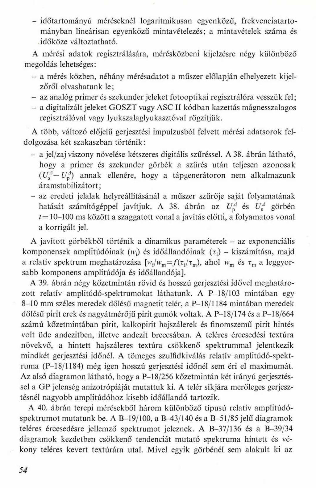 - időtartományú méréseknél logaritmikusán egyenközű, frekvenciatartományban lineárisan egyenközű mintavételezés; a mintavételek száma és időköze változtatható.