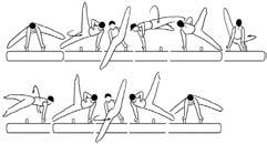 de jambes fermes ou écartés. 1/1 spindle w. legs straddle or together on the pommels inside max. 2 circles.