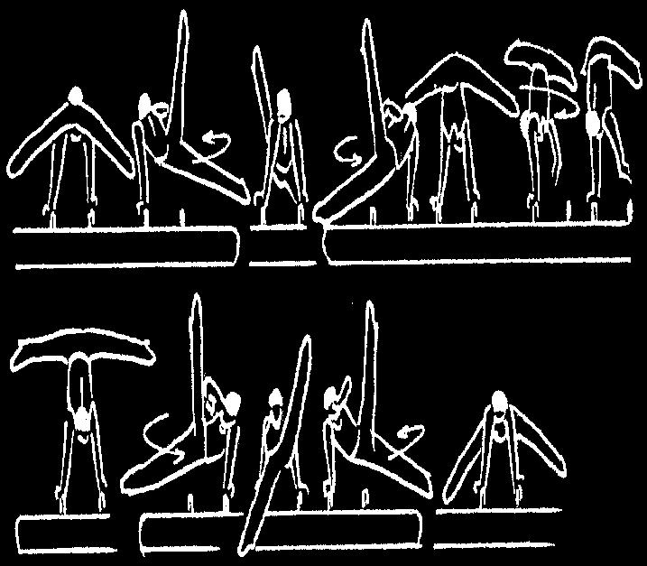 Molinos en ap. lat., ¼ pivot en apoyo transv. 26. Appui latéral, ½ pivot. Side support, ½ spindle.