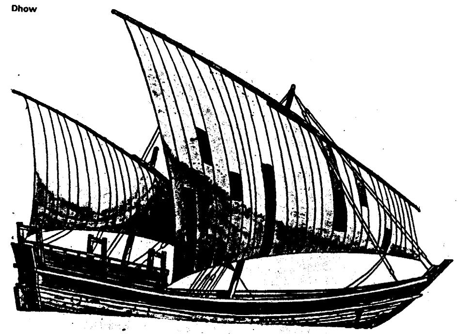 A DHOW A dhow (dau) az Arab-tengeren, a Perzsa-öbölben, a Vörös-tengeren Afrika keleti partvidékén és a Földközi-tenger déli részén használatos mai arab vitorlások neve.