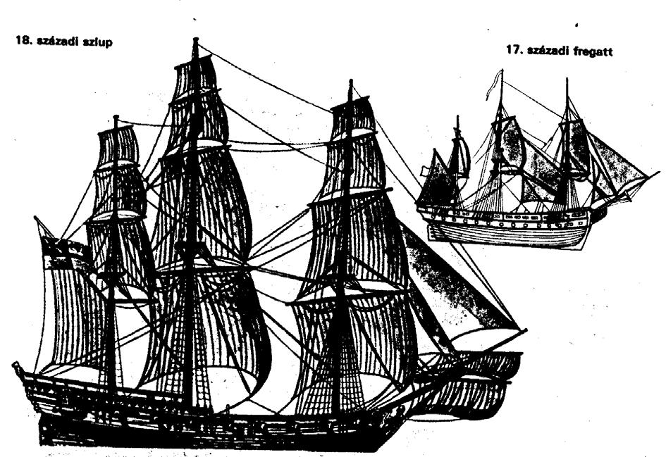 A FREGATT, A KORVETT ÉS A SZLUP 17.- 18. század közötti időszakban Ezek a 17. És 18. Századi hadihajók nem tartoztak az első három hajóosztályba, úgyhogy nem voltak sorhajók. A fregatt IV. és V.