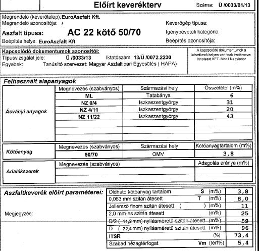 5. táblázat: Innoteszt Kft.által készített típusvizsgálat adatai 4.