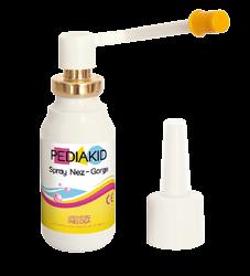 Pediakid Nez-Gorge spray pentru nas [i gât amelioreaz` confortul respirator; \n caz de r`ceal`, faciliteaz` evacuarea mucozit`]ilor [i calmeaz` durerile de gât.