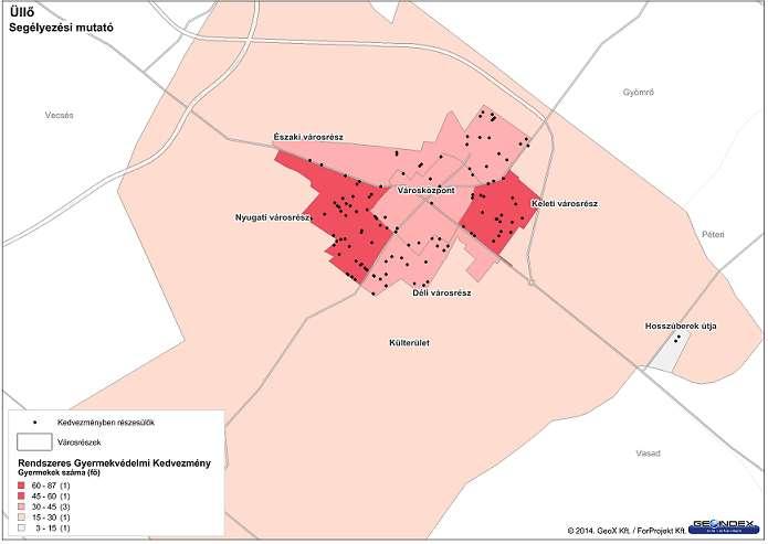 júniusi adatok alapján a Nyugati és Keleti városrészekben található. Az alábbi térkép mutatja a támogatottak térbeli elhelyezkedését.