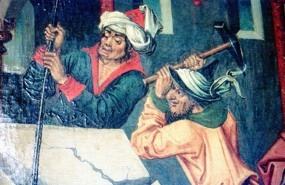detail, Oltár sv. Jána Almužníka, Krakov reprofoto GADOMSKI 1995 Ariáni rúcajú chrám, detail, hlavný Oltár sv. Antona a sv.