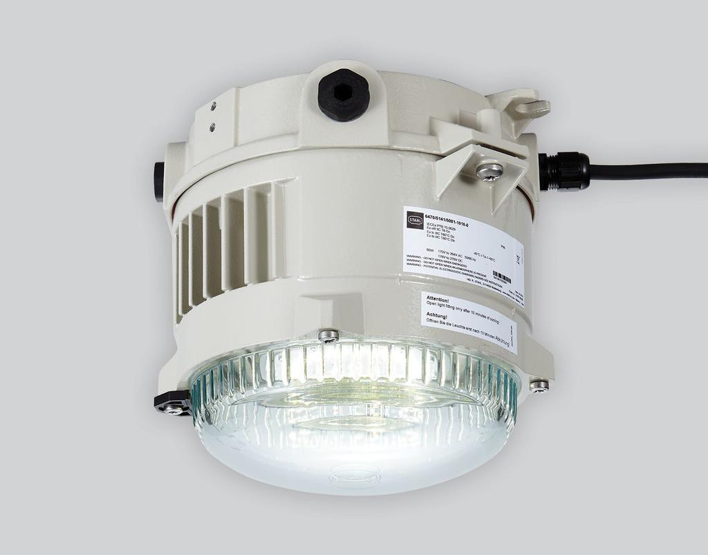 19 6470 LED függőlámpa Védelmi mód: Ex nr IIC T6 Gc Alkalmazható: Zóna 2, és 21, 22 Környezeti hőmérséklet: -40 C... +60 C Széles feszültségtartomány 100 V.