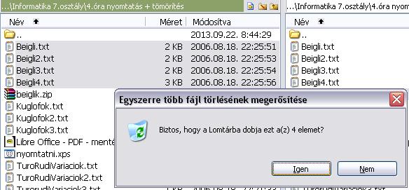 Létrejött a beiglik.zip állomány.