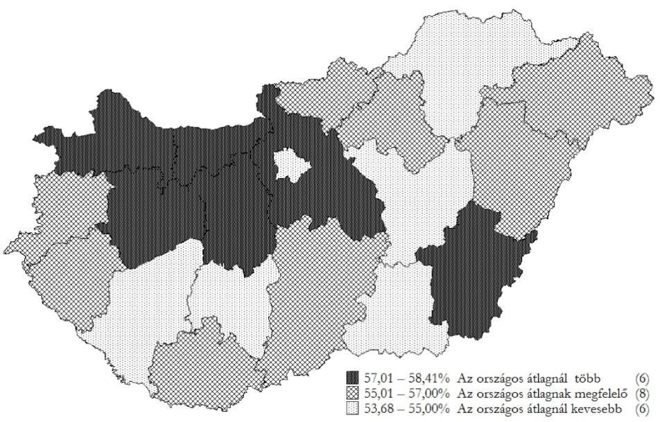 HAJDÚBIHAR MEGYE KLÍMASTRATÉGIÁJA MUNKAANYAG NEM IDÉZHETŐ ÉS HIVATKOZHATÓ 45. ábra: A múltban már megtett összes lépés megyénkénti átlagértékei, 2015. Baranyai Varjú (2017) Megjegyzés: N=3269.