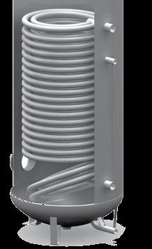 95 C Sima felületű hőcserélő különösen nagyméretű fűtőfelülettel 50 mm-es, energiatakarékos PU-szigetelés (FCKW-, HFCKW- és HFKW-mentes) Külön szállított külső burkolat (ezüstszürke) Cirkulációs
