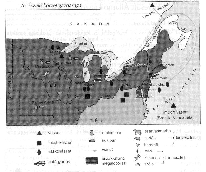 REGIONÁLIS FÖLDRAJZ 1. Északi körzet A legrégebbi és legjelentősebb gazdasági körzet. Az Észak-atlanti partvidék a legsűrűbben lakott térség.