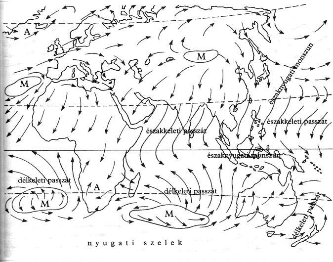 ÁLTALÁNOS TERMÉSZETFÖLDRAJZ A mérsékelt övezeti monszun Mindig a szárazföldek keleti peremén jön létre (Észak-Amerika: Florida; Ázsia: Kelet- Kína, Kelet-Oroszország) Kialakulásában a szárazföldek és