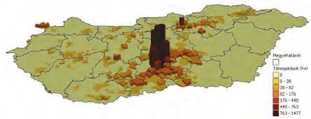 A versenyke pesebb termele si szerkezet kialaki ta sa ra ira nyulo (szerkezeta talaki ta si- e s a ta lla si) ta mogata si szegmens 7.157 ha-t e rintett 2009-ig (3. a bra.