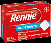 Rennie Borsmenta ÉTÉS A Rennie a felesleges savat vízzé és más természetes anyagokká alakítva gyors és hatékony megoldást nyújt gyomorégés és refluxos