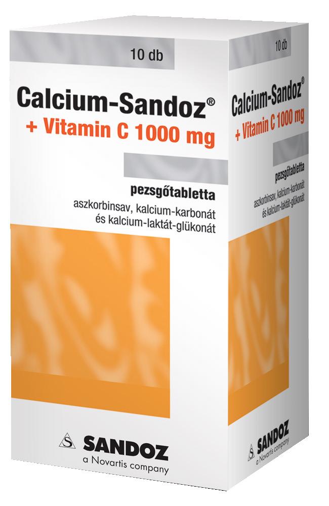 810 * Ft 81 Ft/d 1981 Ft 356 Ft 1625 Ft -18% EGÉS MEGVÁSÁROL EGÉS MEGVÁSÁROL Calcium-Sandoz + Vitamin C 1000 mg pezsgőtaletta 10 d Kalcium pótlásra és C-vitamin hiány esetén (pl.