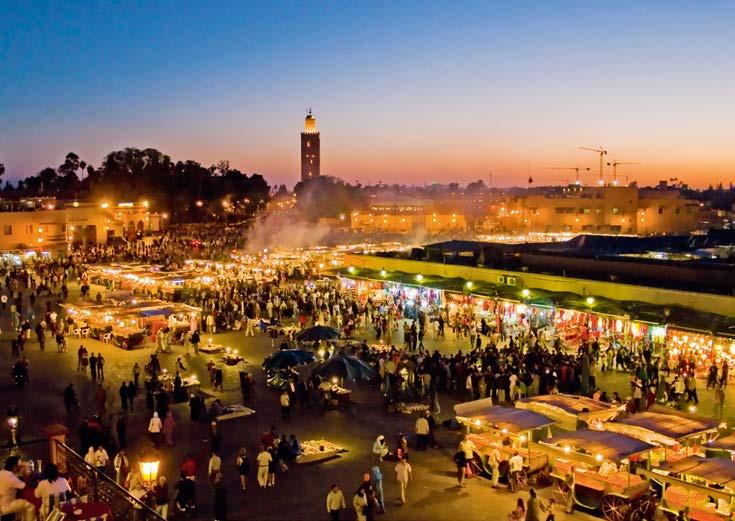 Szállás és vacsora Marrakeshben. 2. nap: Marrakesh Casablanca (kb. 240 km) Reggeli a szállodában, délelőtt szabad program Marrakeshben, fakultatív programlehetőség: látogatás az Ourika völgyében (kb.