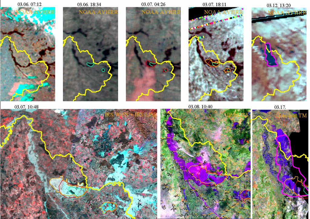 Valós idejű árvízmonitoring, 2001 (Elöntéstérképek NOAA és nagyfelbontású