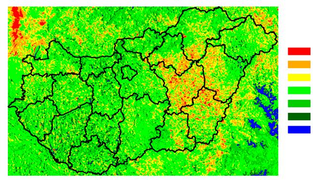 Aszály 2000, 2001 augusztus NOAA AVHRR Aszály 2000, 2001