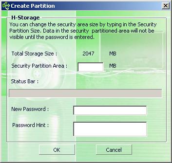 7. Hi-Storage - Create Partition (Partíció létrehozása) Figyelem: A [Create Partition] parancs minden adatot töröl az eszközről!