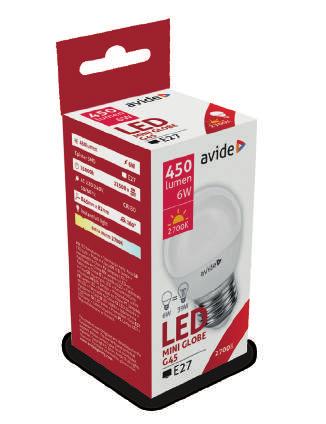 000h E27 50/60Hz 220-240V A+ energiaosztály nem szabályozható EAN lumen 5999562284131 ABMG14EW- 2700K 450 39W 5999562284148 5999562285220