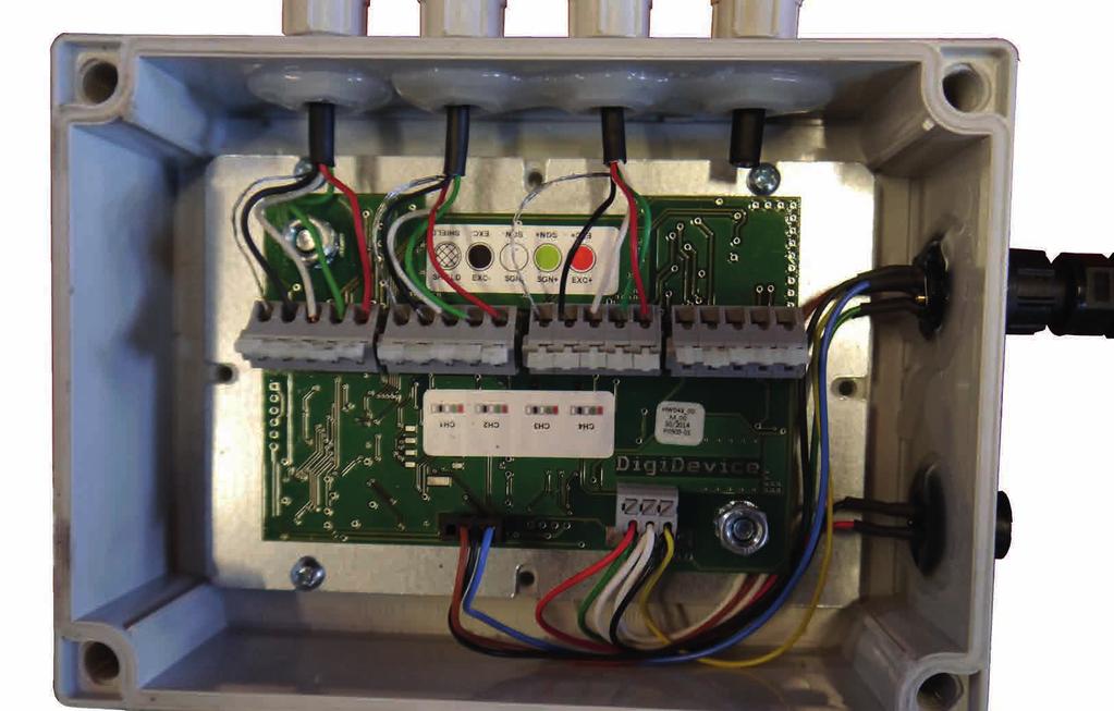 Csatlakozók a mérlegmodulon (DigiDevice rendszer) A B C D E 1 2 3 4 1 1. csatorna vonórúd mérlegcellája 2 2. csatorna jobb oldali tengely mérlegcellája 3 3.