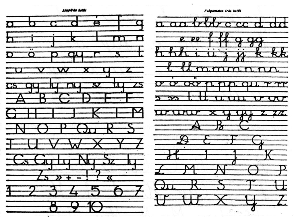került sor. Megszűnt az írástanítás és a tankönyvkiadás sokrétűsége. A tanterv az úgynevezett egyszerűsített állóírás alkalmazását tette kötelezővé, 45 -os kötővonalakkal.
