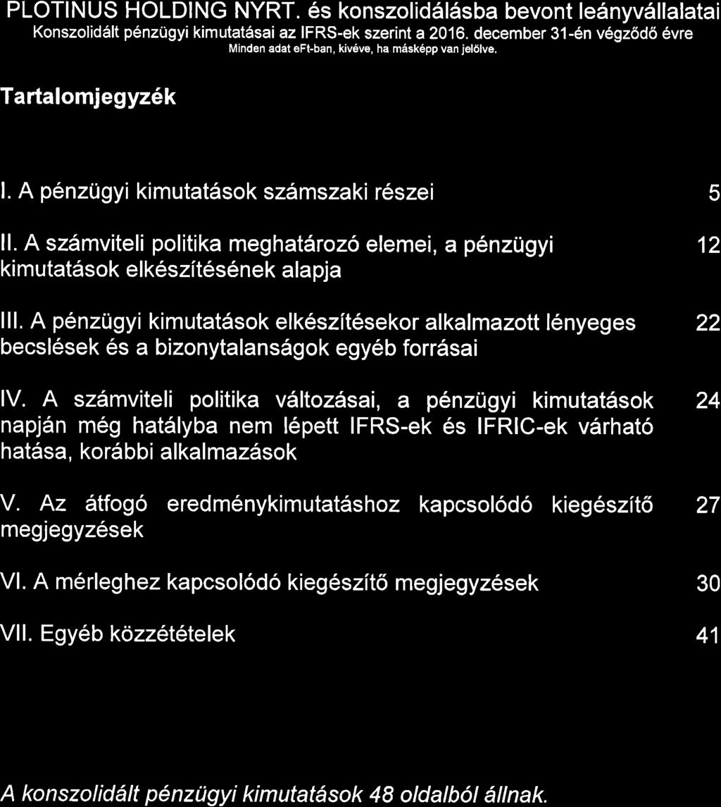 6s konszolid6l6sba bevont le6nyv6llalatai Konszolid6lt p6nzusyi kimutat5saicz li[f*h:nrffi#91,1;$ecember 31-5n v6sz6d6 6vre Tartalomjegyz6k l. A p6nzugyi kimutat6sok szamszaki r6szei 5 ll.